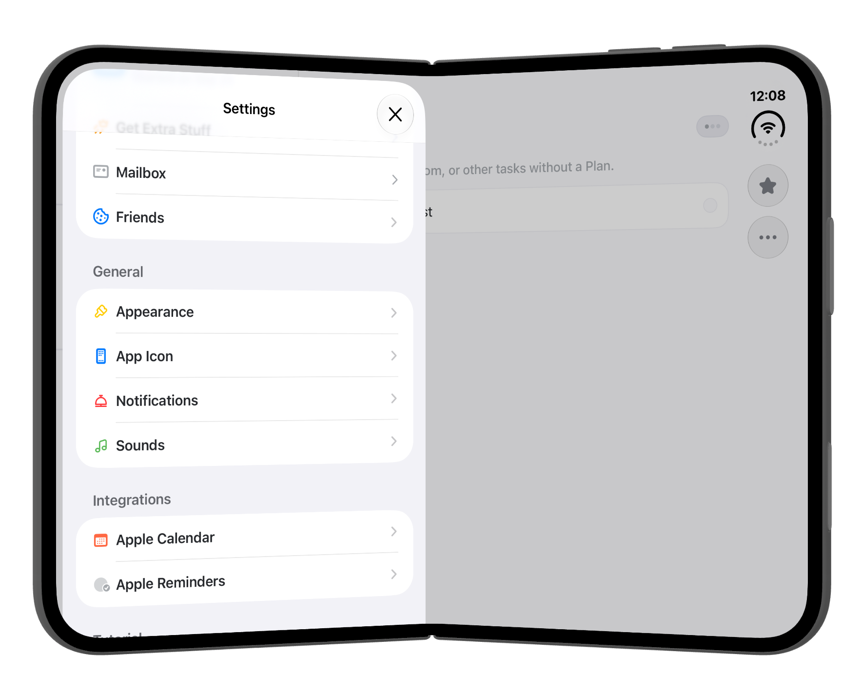 iPhone Duo, Partially Open, showing a Sheet, Landscape