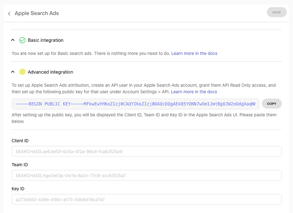 Advanced apple search ads setup