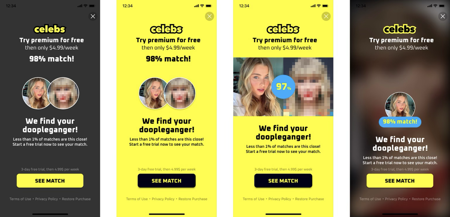 The Celebs app - experiments