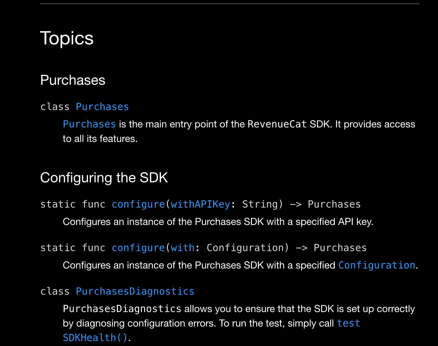 DocC allows you to organize docs into Categories and Topics.