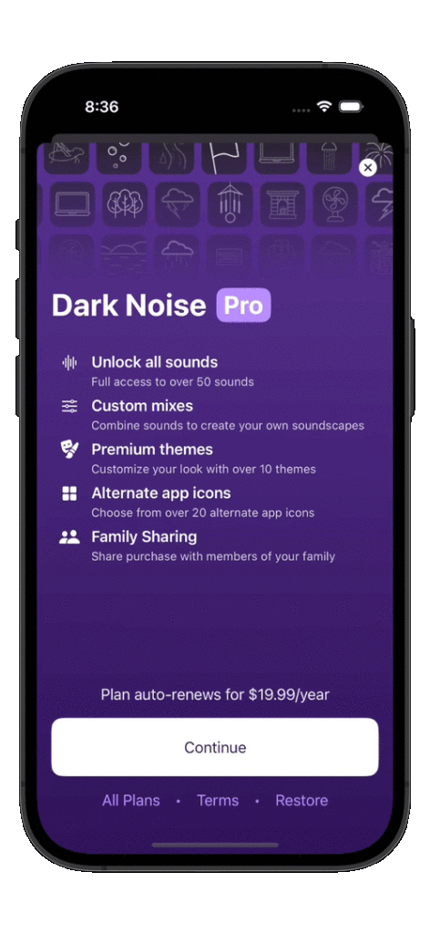 My original, custom built paywall for Dark Noise.