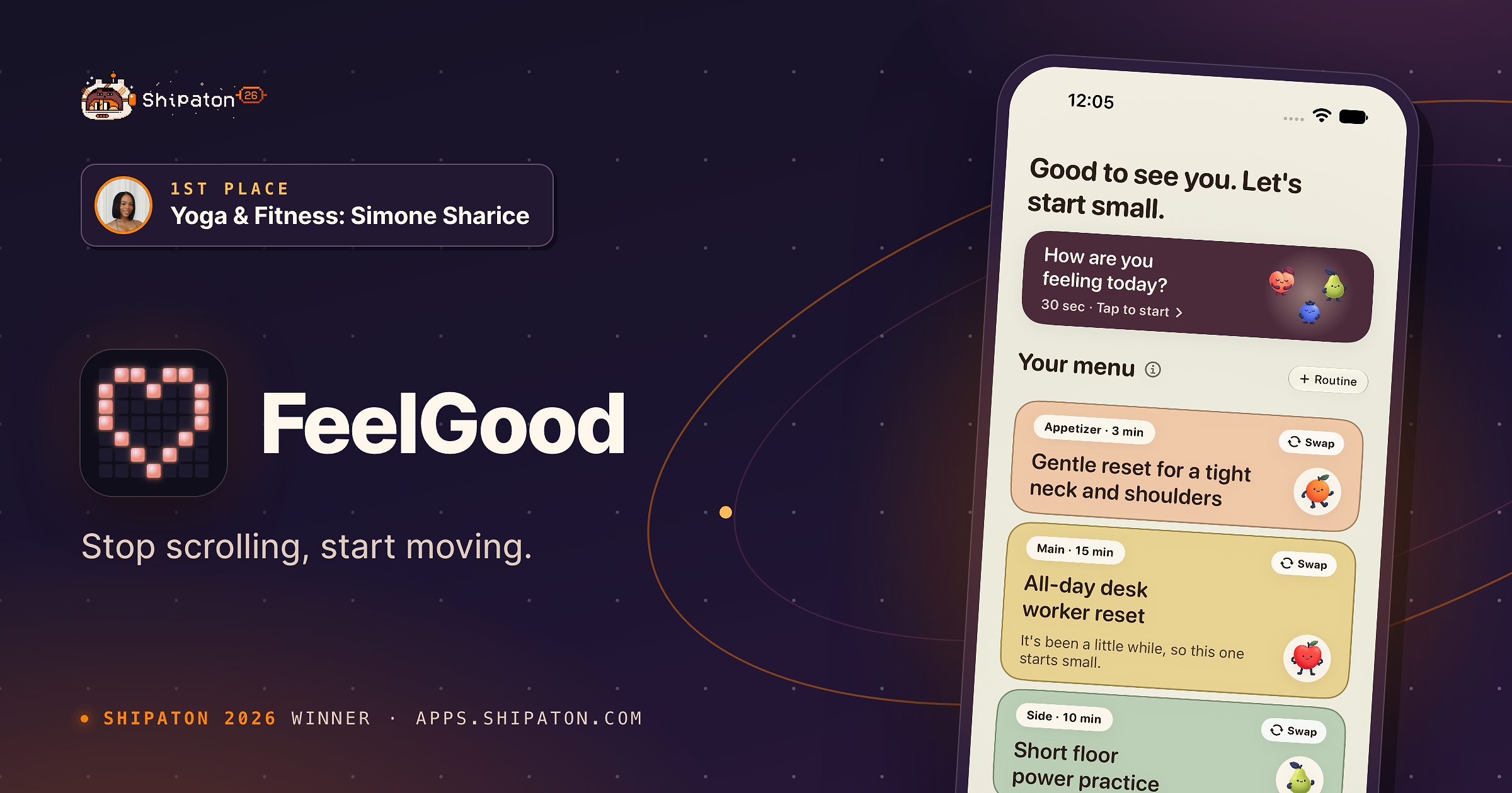 FeelGood: Movement Menu — Shipaton 2026 winner