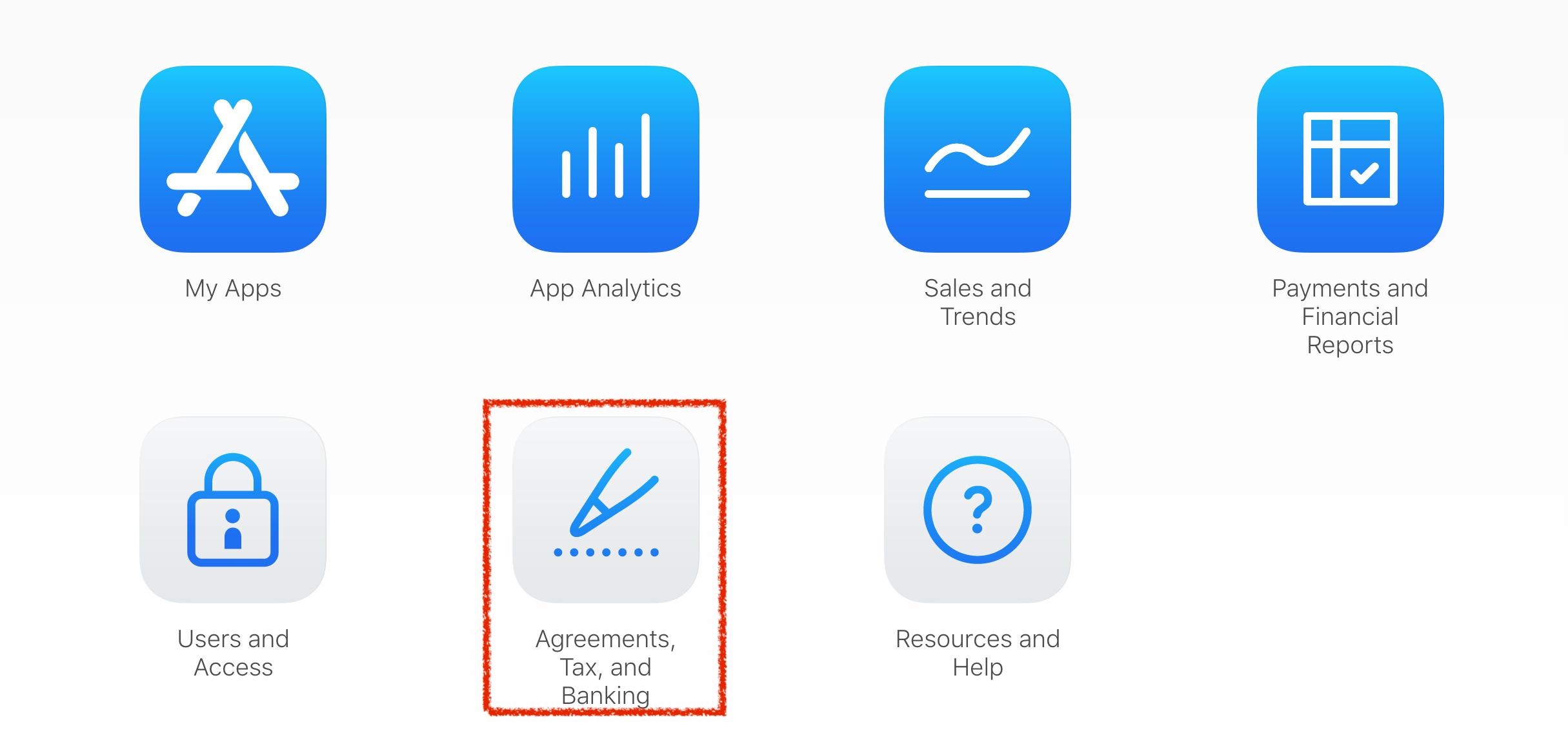 Screenshot of App Store Connect nav menu highlighting the legal docs