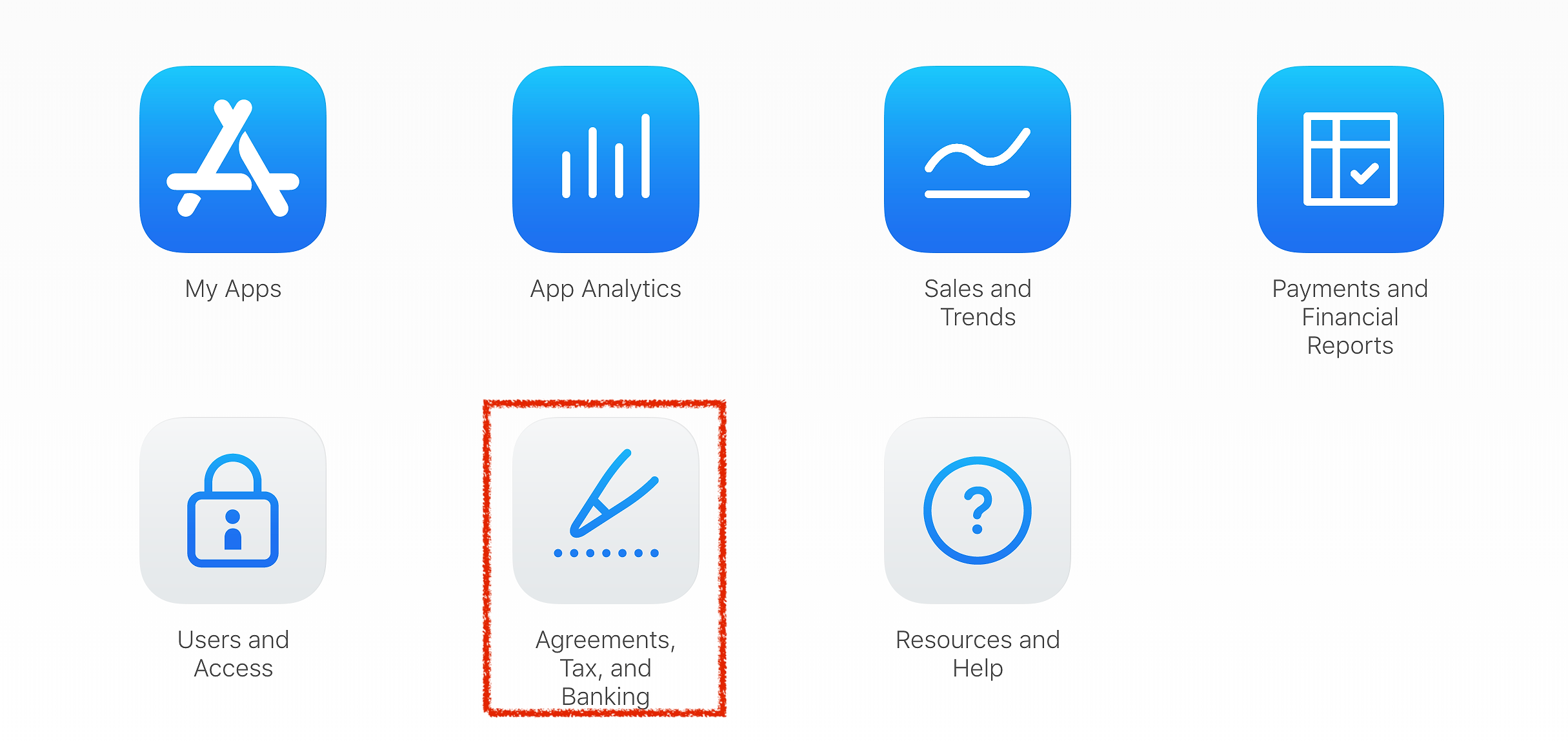 Screenshot of App Store Connect nav menu highlighting the legal docs