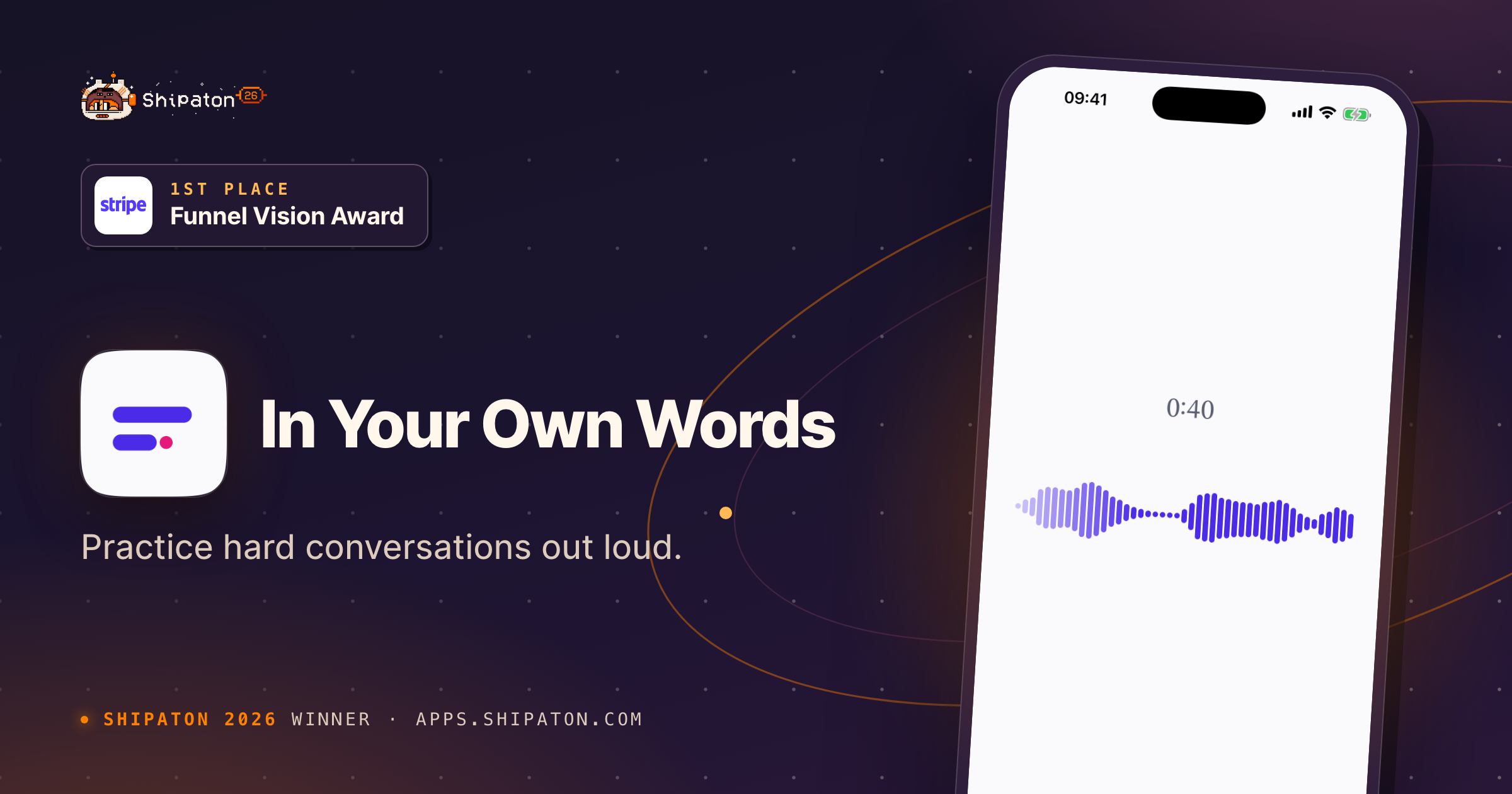 In Your Own Words — Shipaton 2026 winner