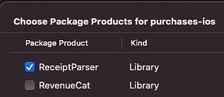 Using the ReceiptParser Swift Package in Xcode