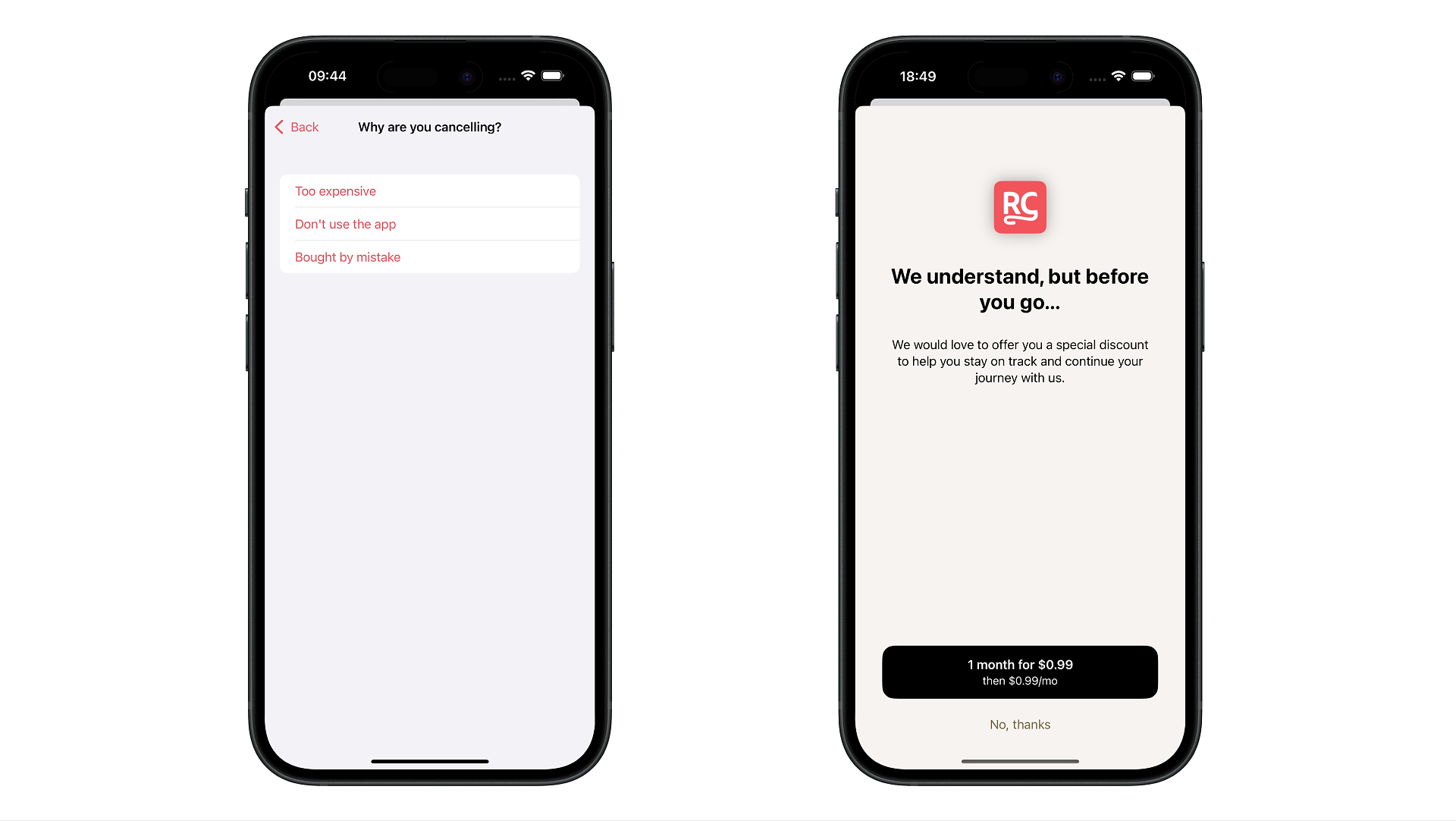 With Customer Center, you can prompt feedback from cancellers and offer discounts to get them around.