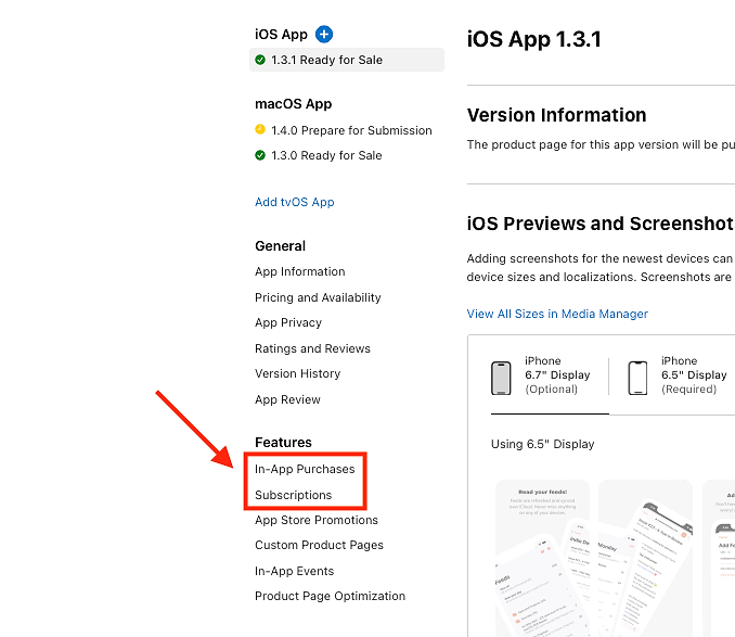 setting up App Store Connect