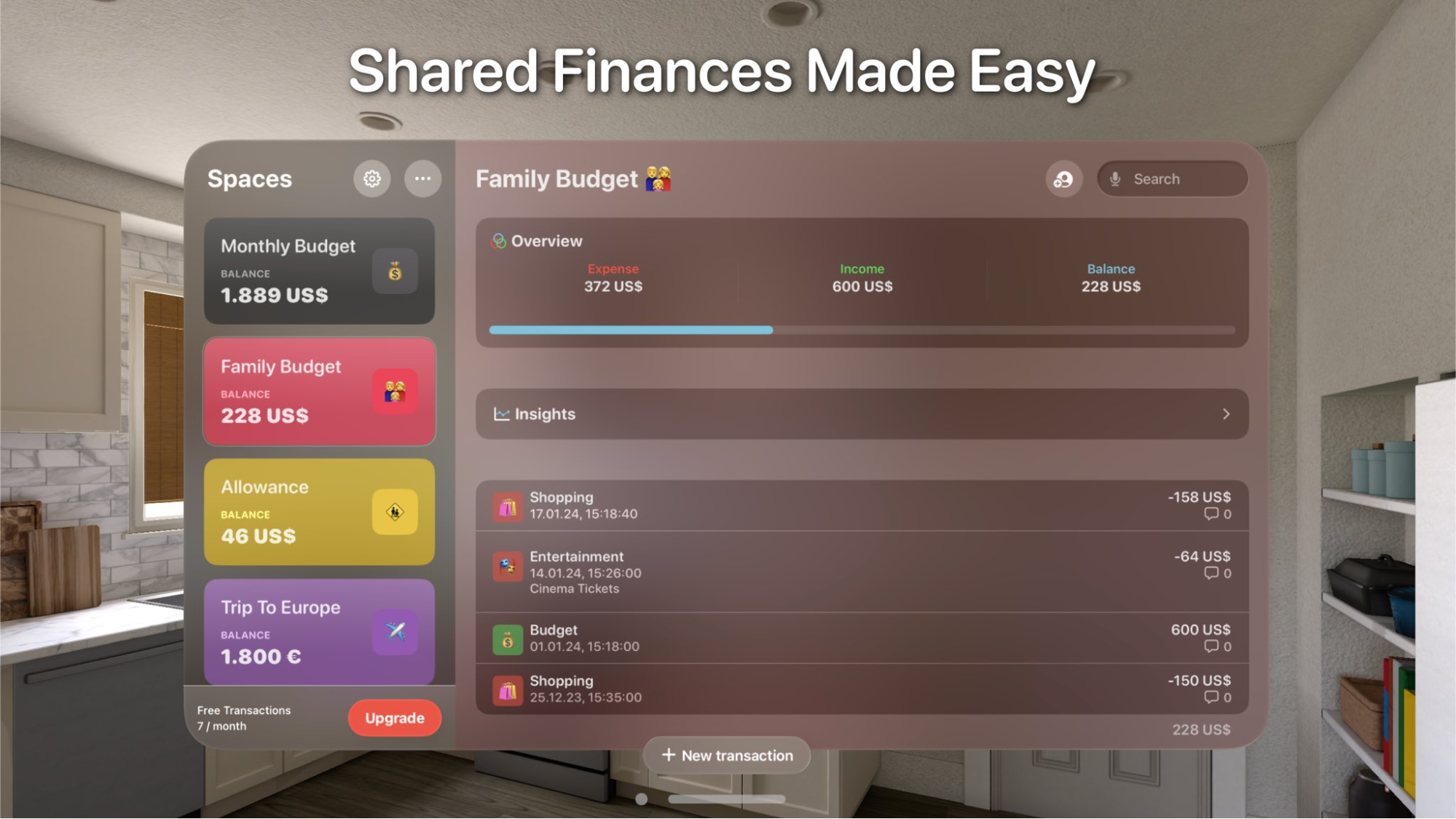 MoneySpaces for Apple Vision Pro