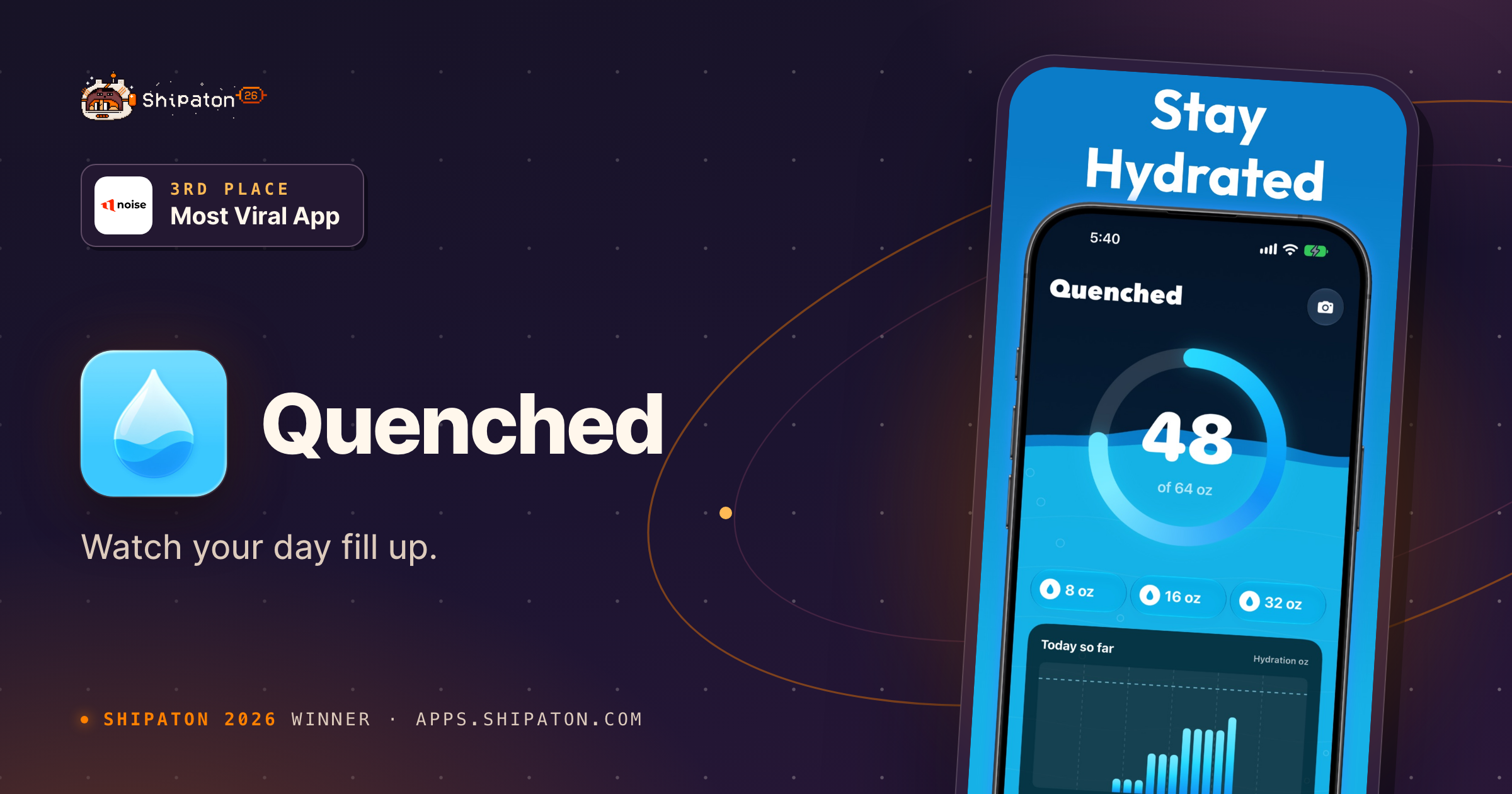 Quenched – Water Tracker — Shipaton 2026 winner