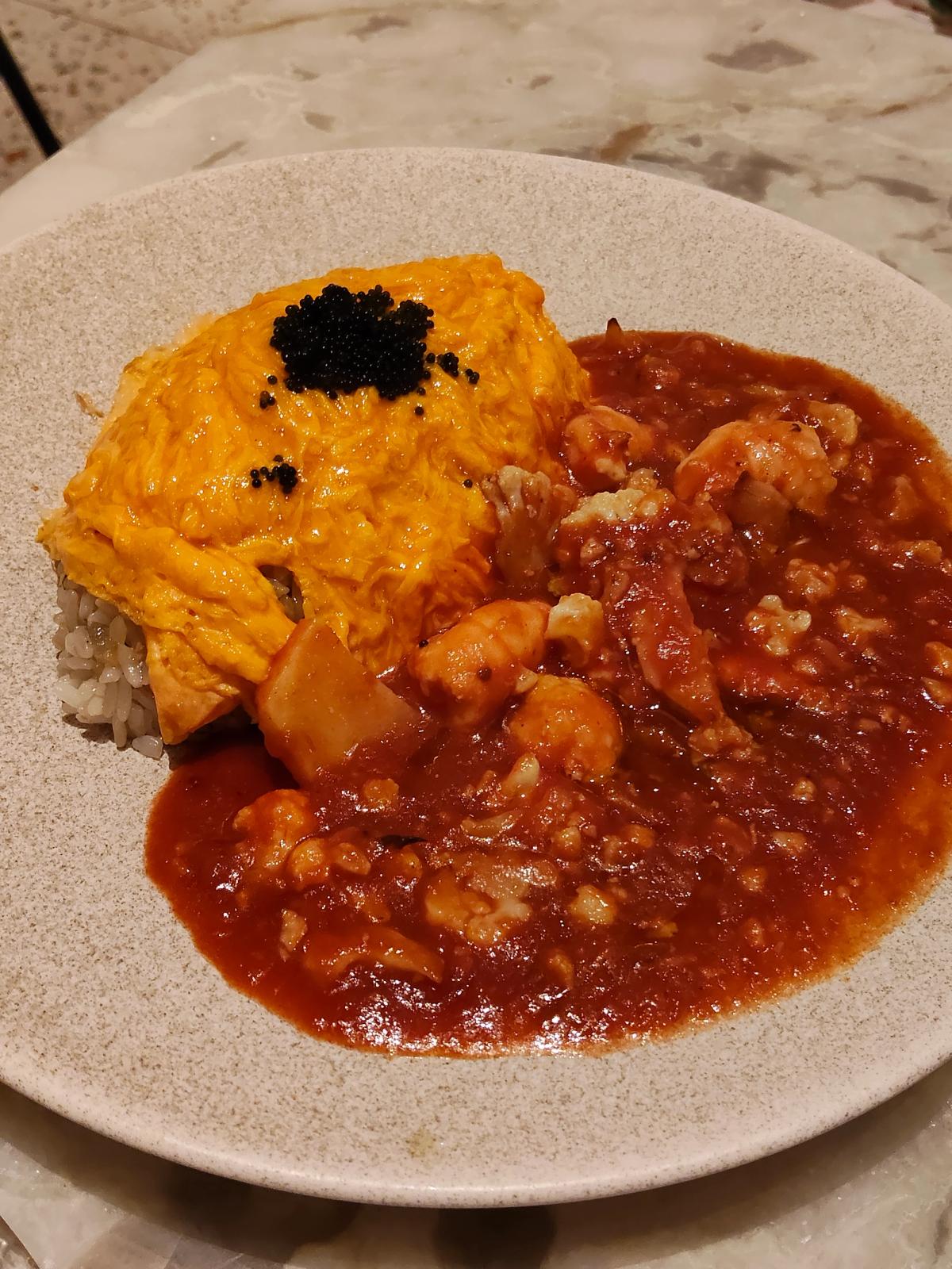 ふわとろ卵と海老ソースのごはん