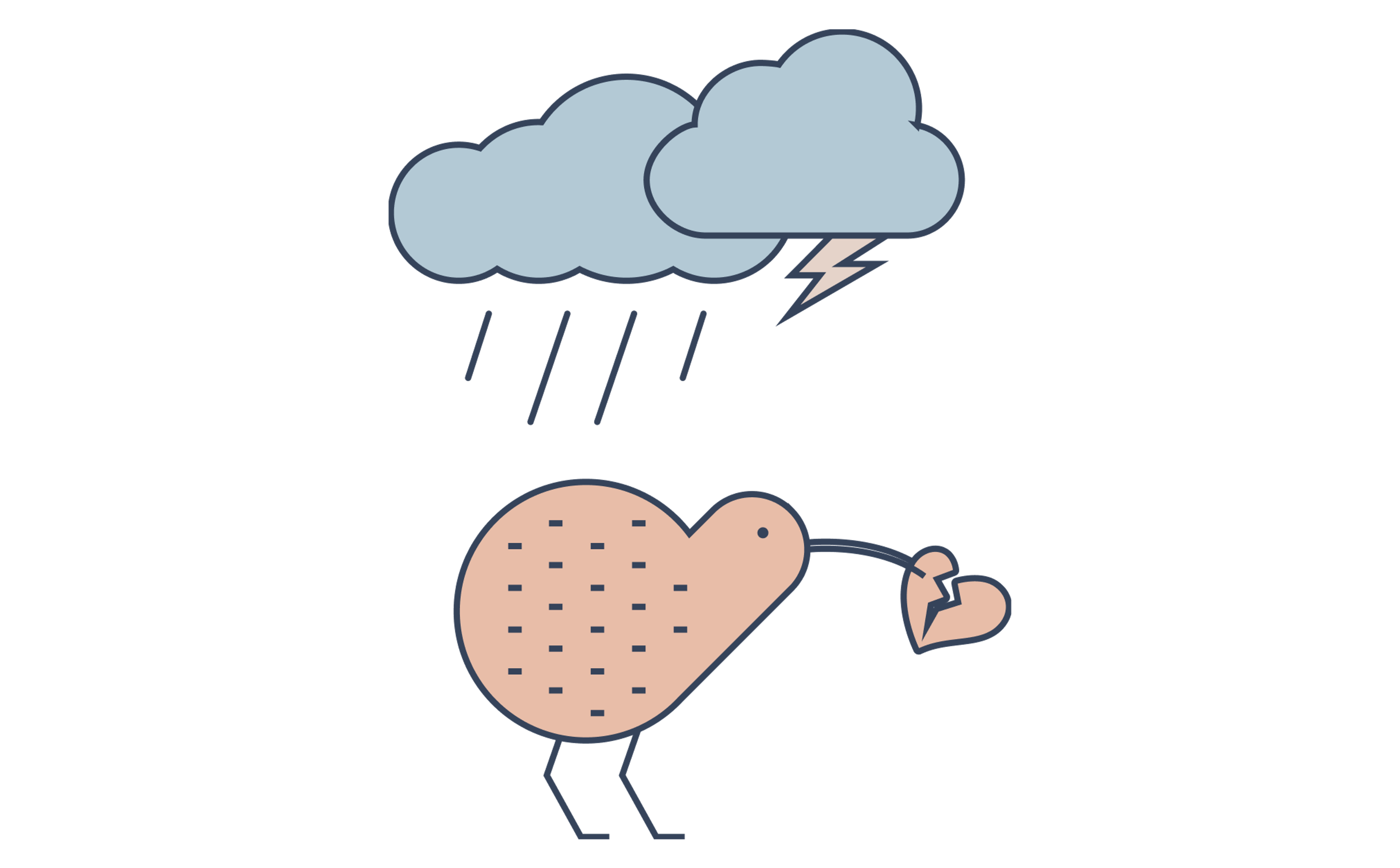 A kiwi getting rained on