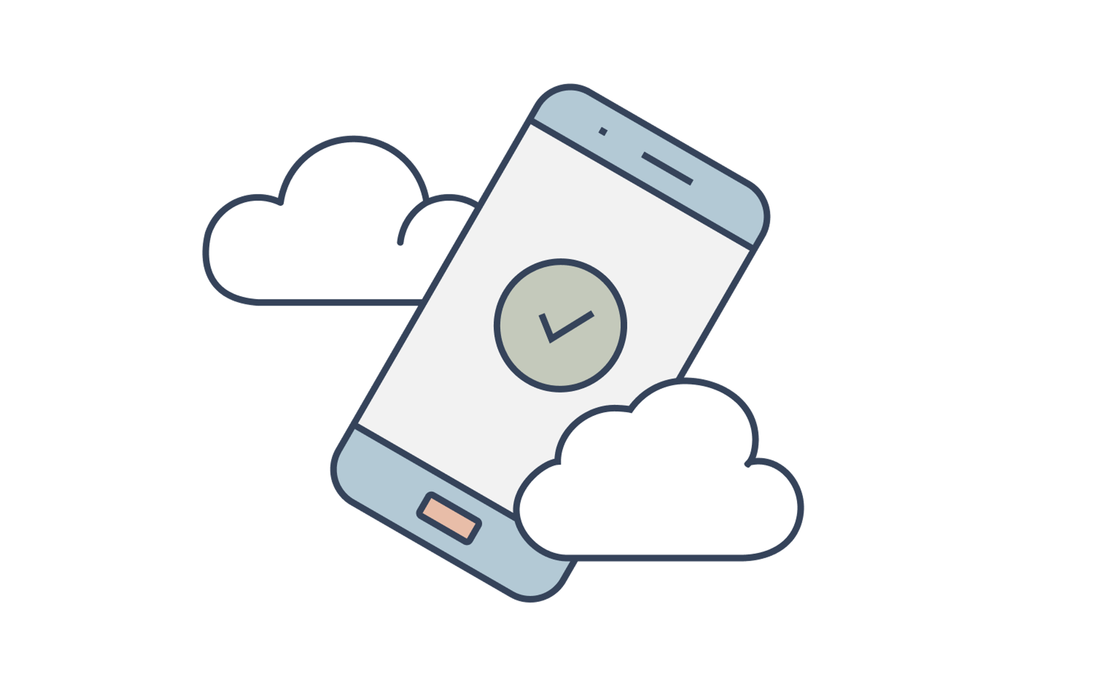 A mobile phone with a tick on the screen.