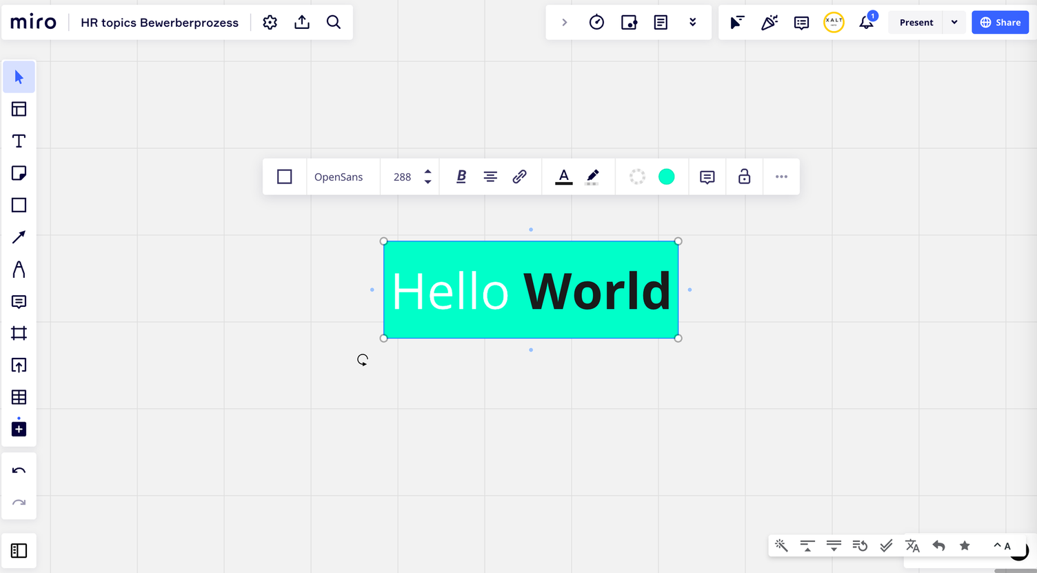Miro interface with several text formats inside a single element