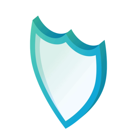 Ein Schutzschild-Symbol in Türkis und Blau