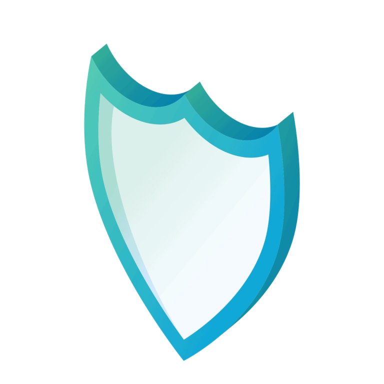 Ein Schutzschild-Symbol in Türkis und Blau