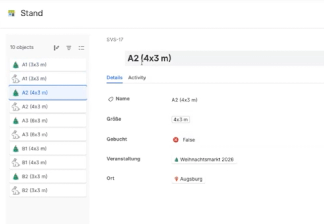 Detailansicht eines Standplatz-Assets in Jira Service Management