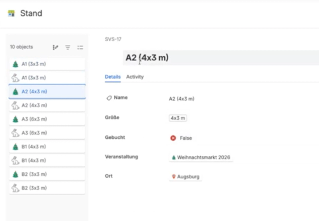 Detailansicht eines Standplatz-Assets in Jira Service Management