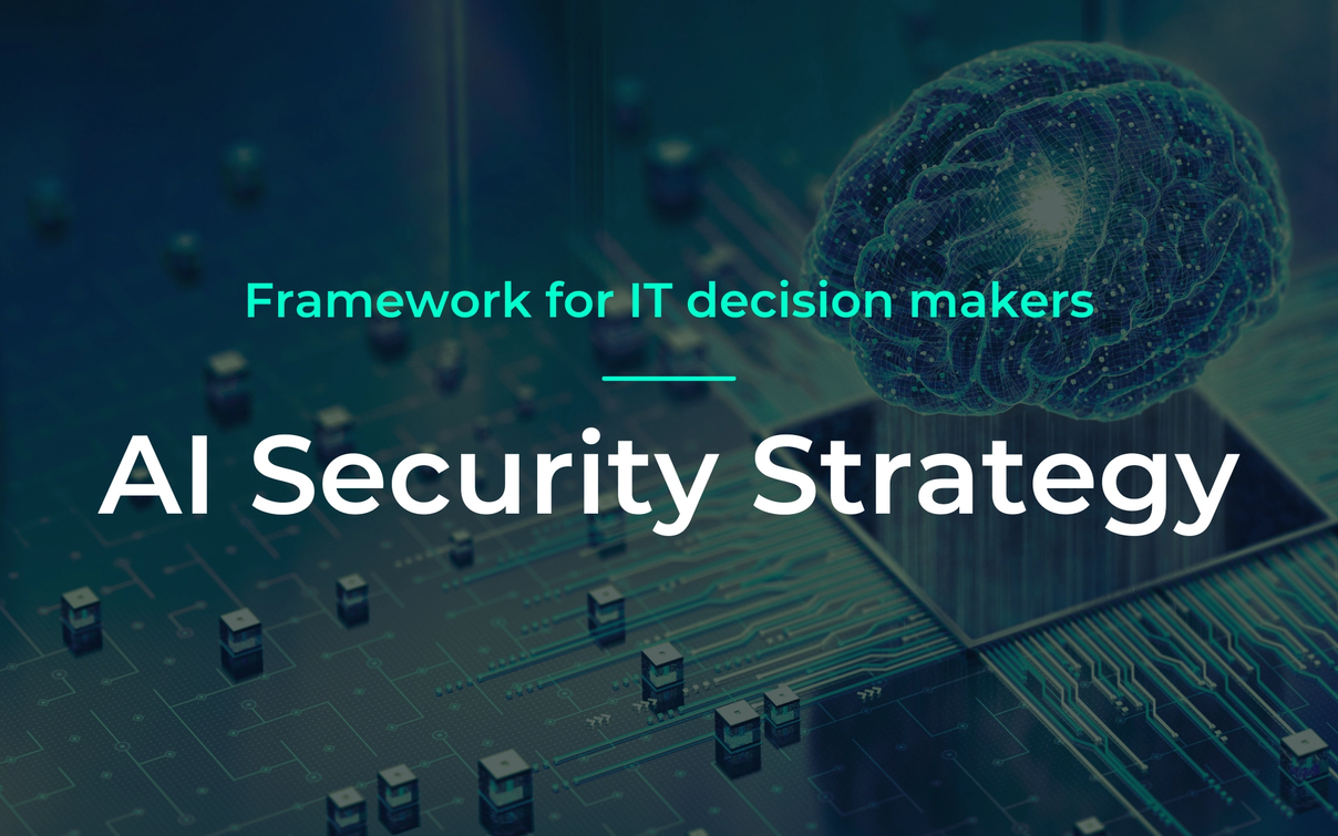 AI Security Strategy – Framework for IT decision makers: digitales Gehirn über einer Leiterplatte.