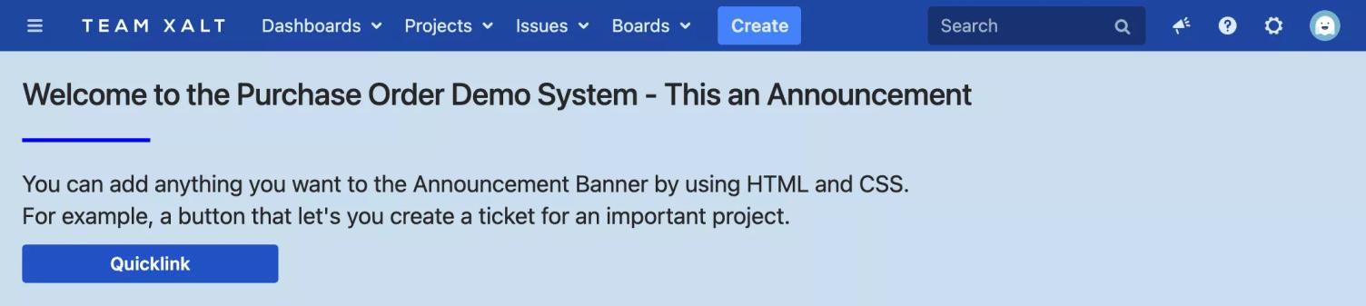 Beispiel für ein Jira-Ankündigungsbanner