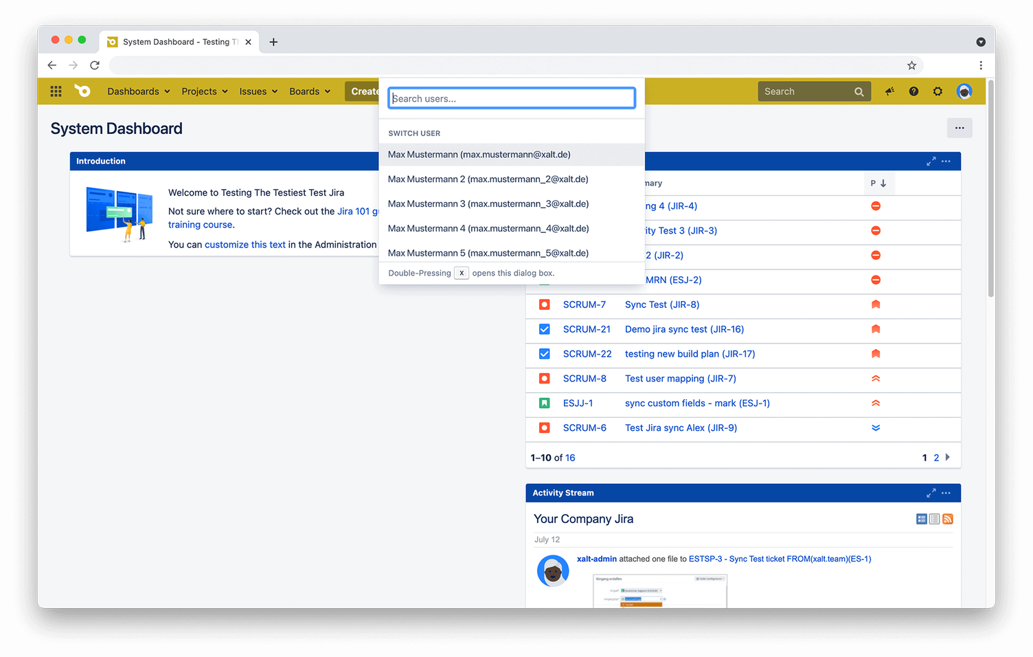 User Profile sichten mit User Switcher für Jira