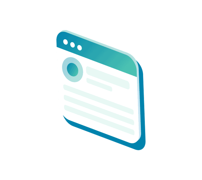 Symbol eines Browserfensters mit Profilbild und Textzeilen, für ein Intranet