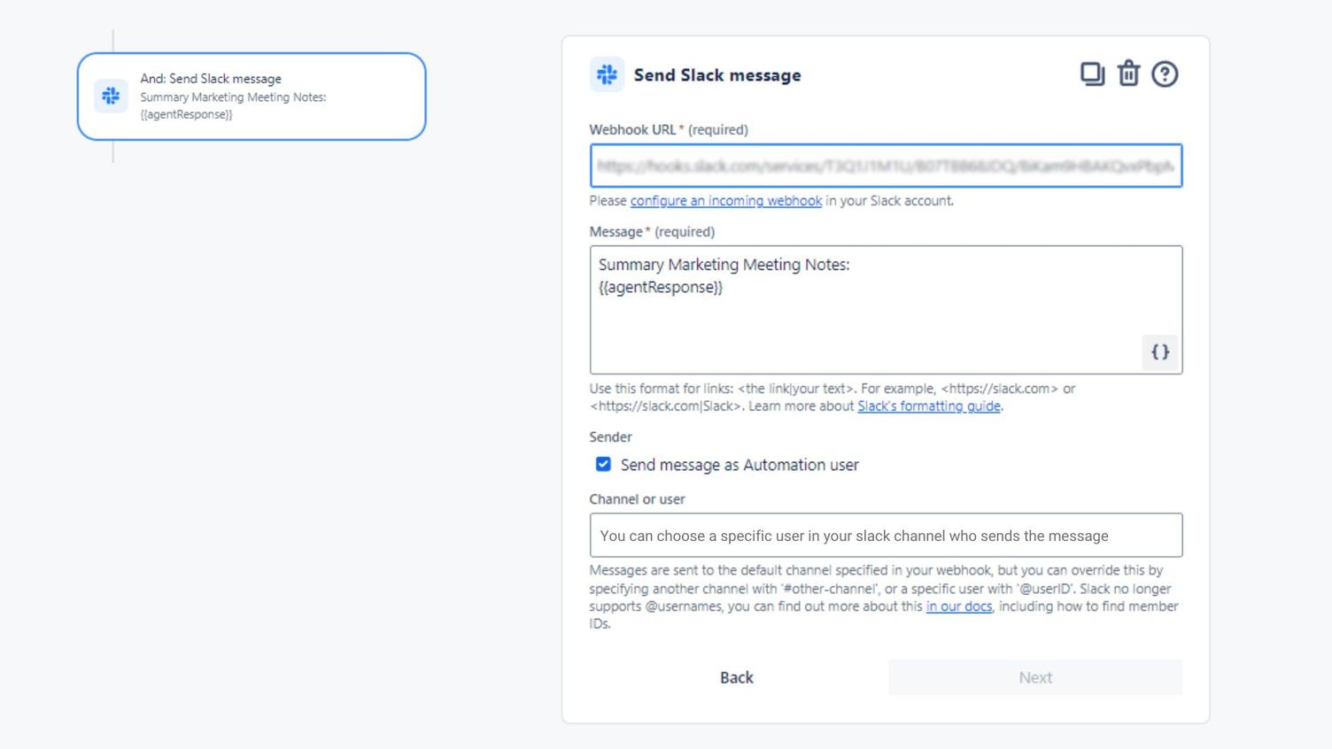 Screenshot einer Confluence-Automatisierung mit der Aktion „Copy page": Auswahl des Bereichs und ein Titel aus Datum und Seitenname, dazu die Optionen Labels und Berechtigungen kopieren