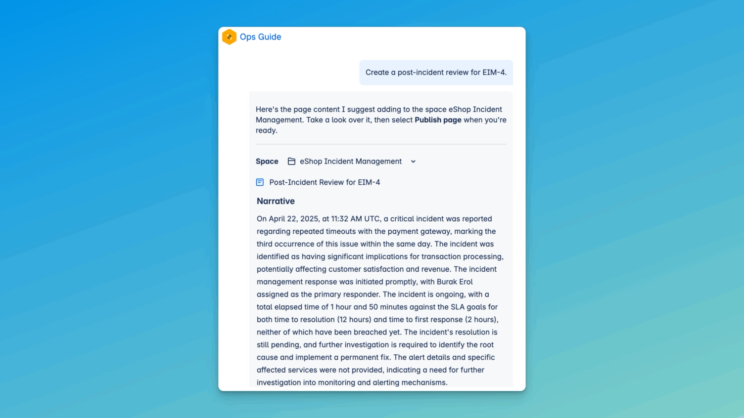 Create a post-incident review