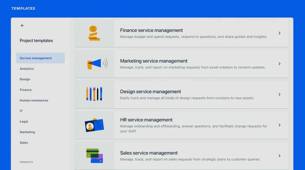 Vorlagen in Jira Service Management für Enterprise Service Management mit Atlassian