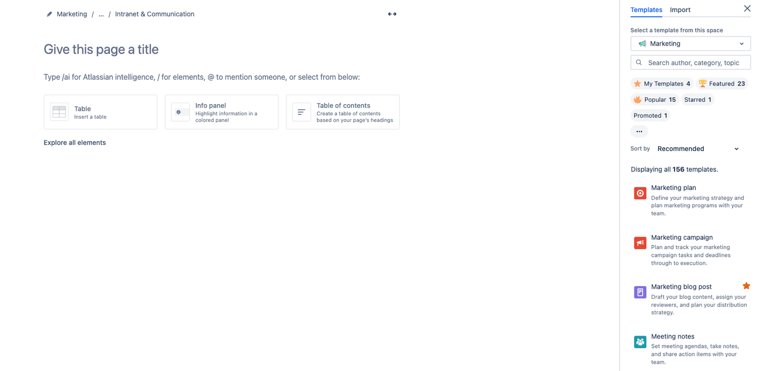 Confluence Seiten Template