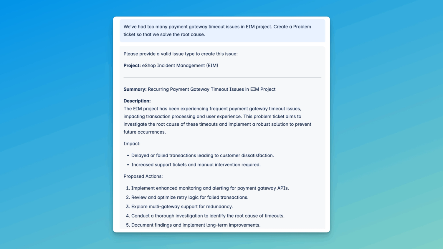 Create a problem ticket