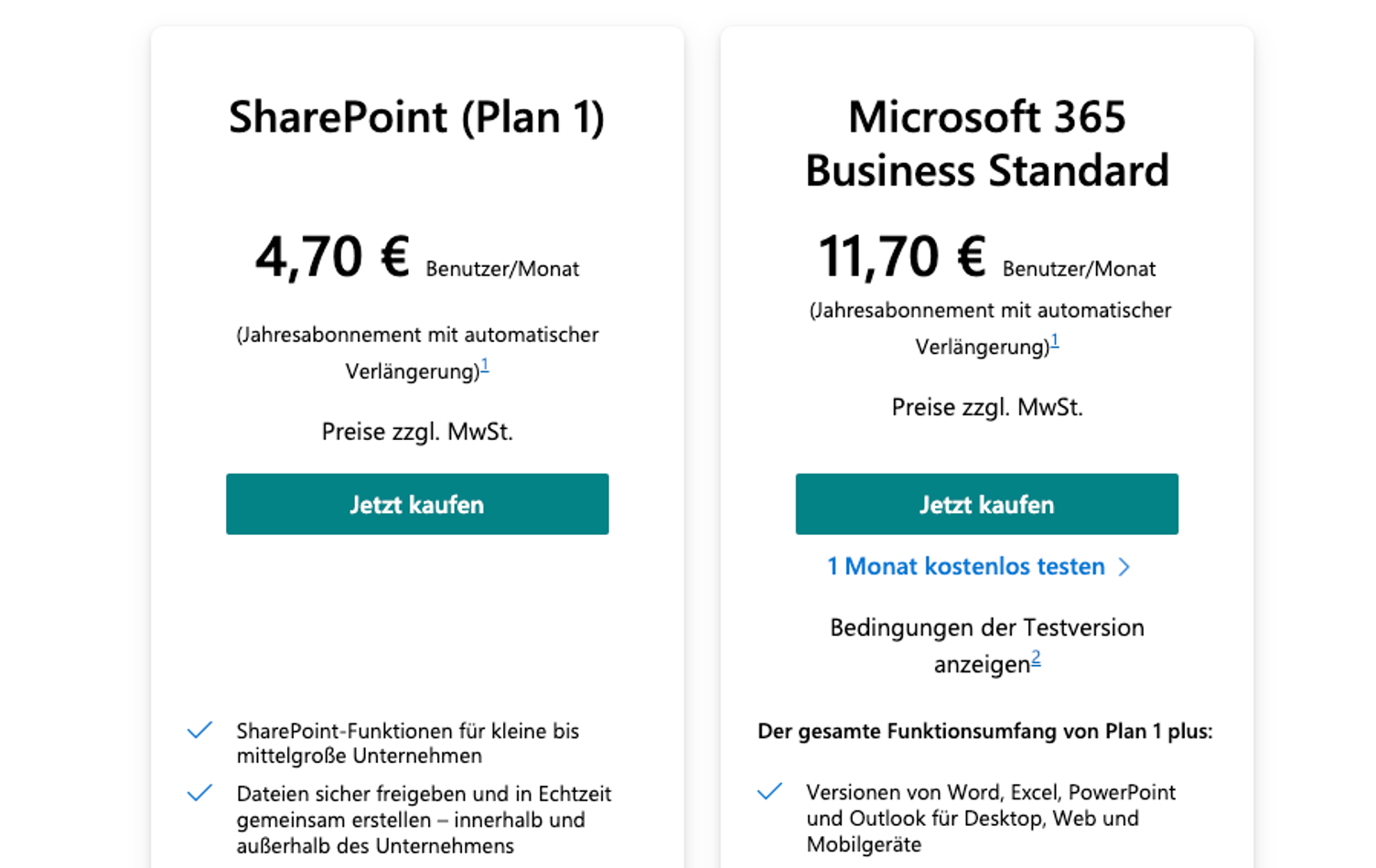 Confluence Alternativen - Sharepoint Preise