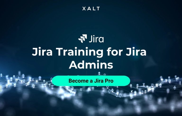 Header image for the Jira training for Jira administrators with the line “Become a Jira Pro” on a blue technical background.