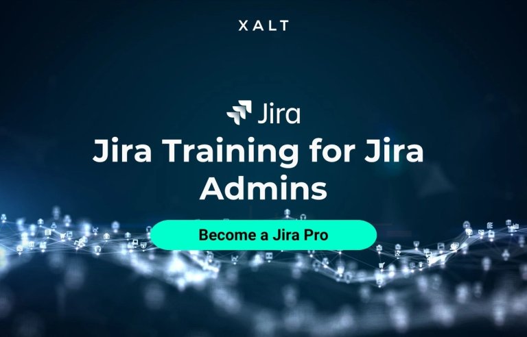 Header image for the Jira training for Jira administrators with the line “Become a Jira Pro” on a blue technical background.