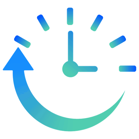 Ein Tachometer-Symbol mit Zeiger und geschwungenem Pfeil