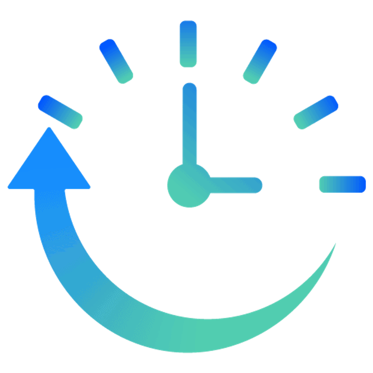 Ein Tachometer-Symbol mit Zeiger und geschwungenem Pfeil