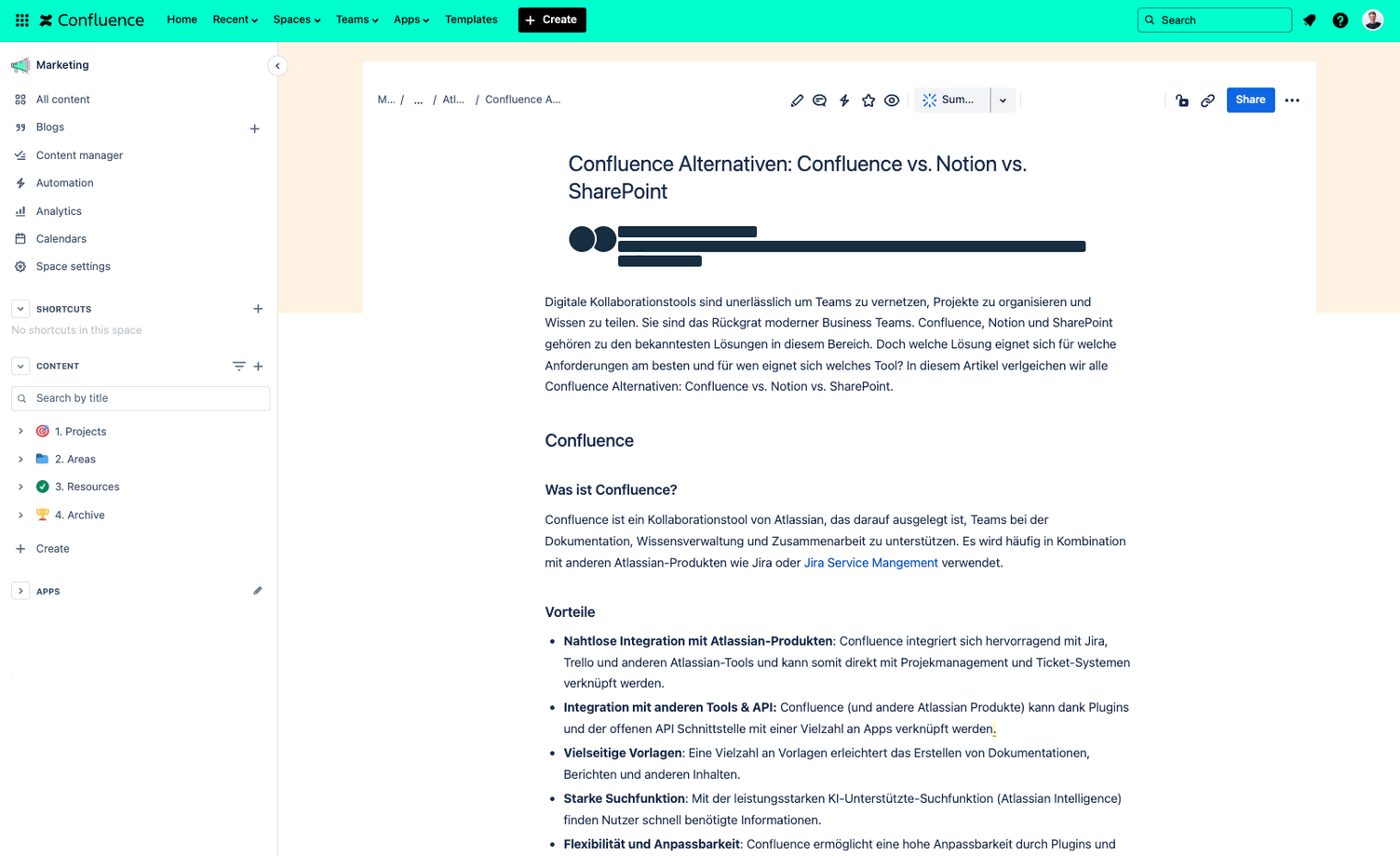 Confluence Alternativen - Confluence