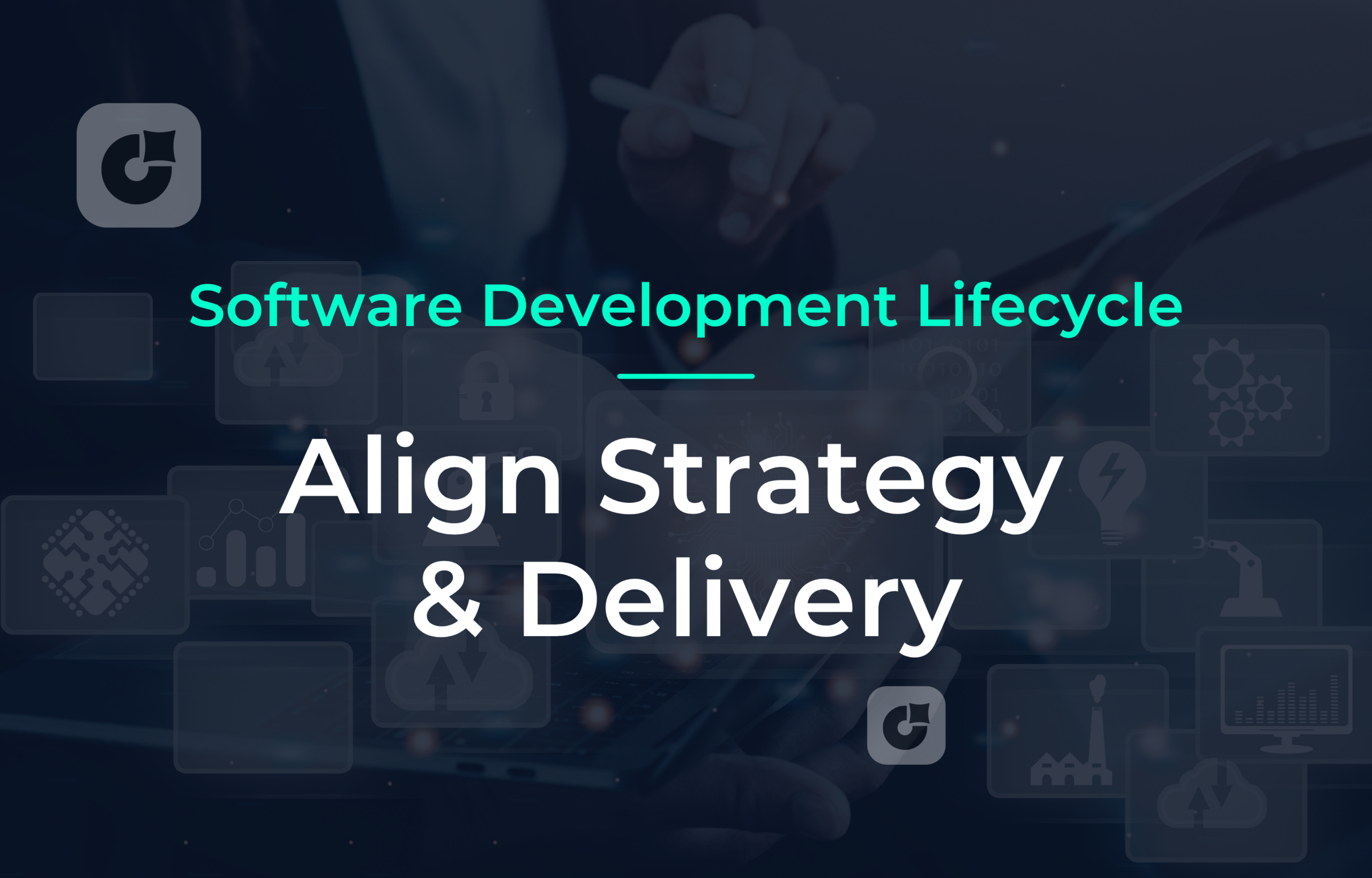 Jira Product Discovery – Software Development Lifecycle: Align Strategy and Delivery, Titelgrafik mit Tech-Ikonen.