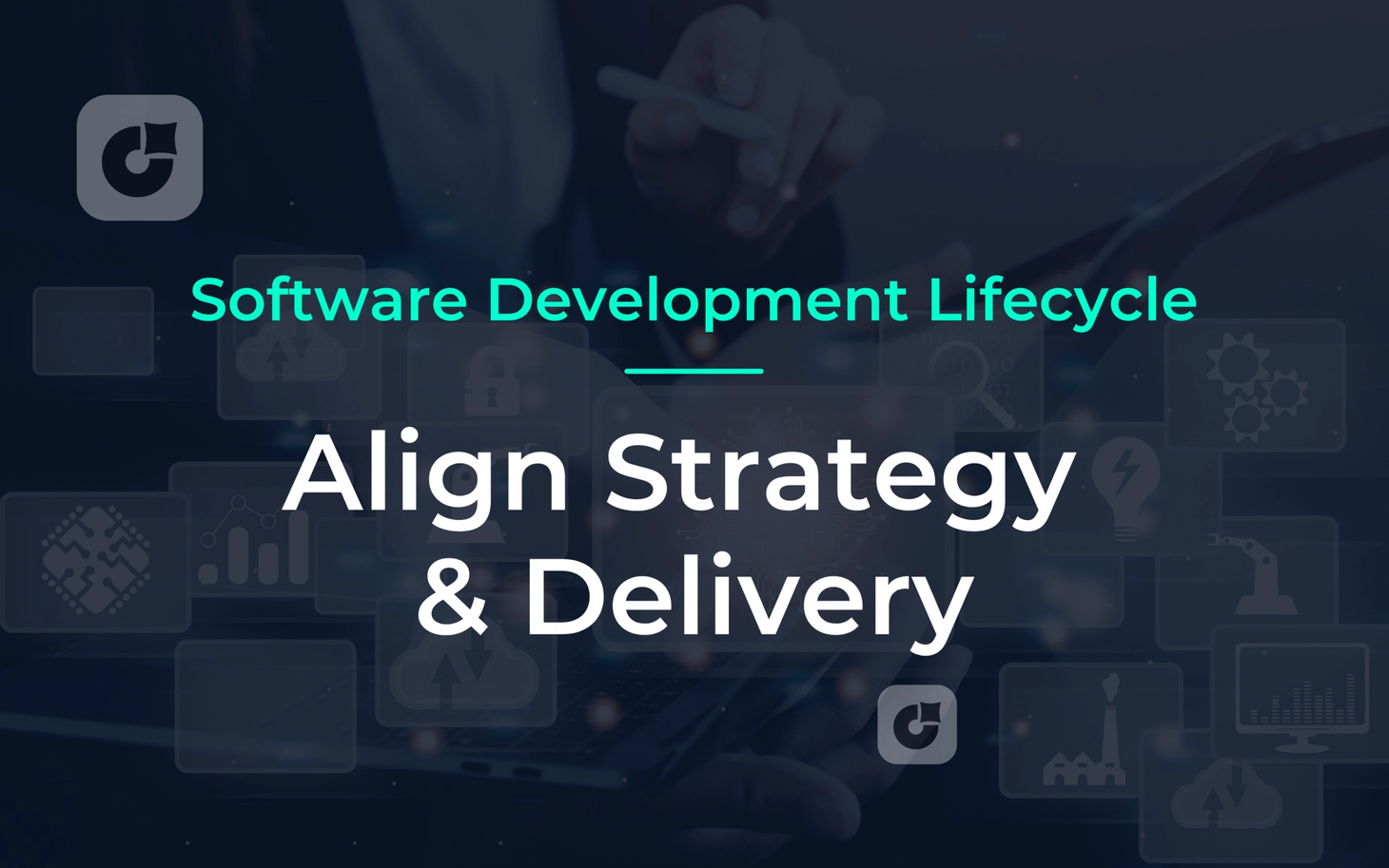 Jira Product Discovery – Software Development Lifecycle: Align Strategy and Delivery, Titelgrafik mit Tech-Ikonen.