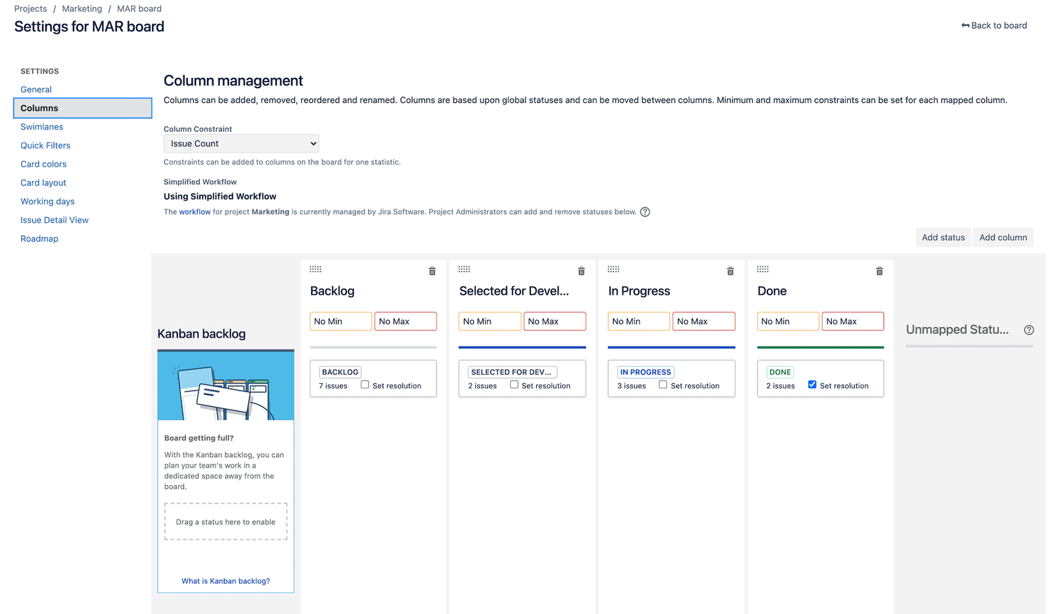Jira Board Configuration