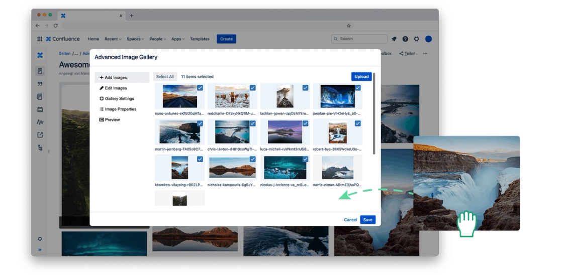 Bilder per Drag-and-Drop in der Advanced Image Gallery anordnen
