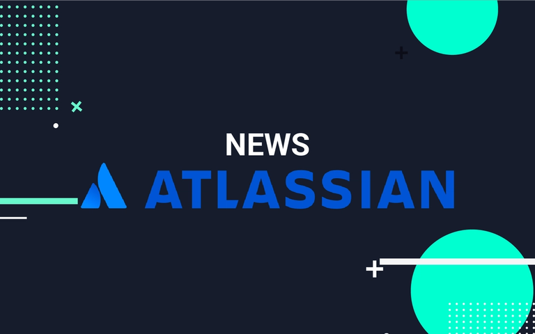 Atlassian News banner: blue Atlassian logo and "NEWS" on dark background with teal geometric shapes.