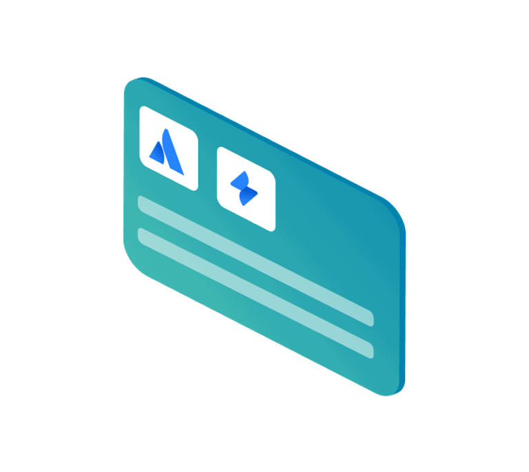 Symbol einer Karte mit zwei Kennzahlenfeldern und zwei Textzeilen, für ein Dashboard