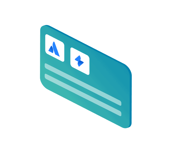 Symbol einer Karte mit zwei Kennzahlenfeldern und zwei Textzeilen, für ein Dashboard