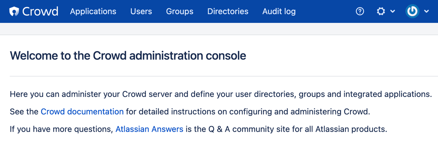 Atlassian Crowd Admin Console