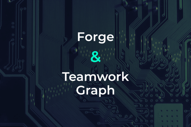Forge und Teamwork Graph – Titelgrafik mit Leiterplatten-Motiv im Hintergrund.