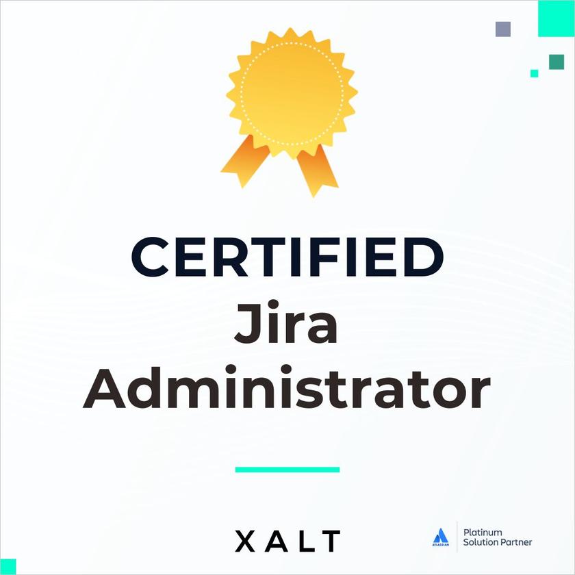 Ein Musterzertifikat mit goldenem Siegel und dem Schriftzug Certified Jira Administrator
