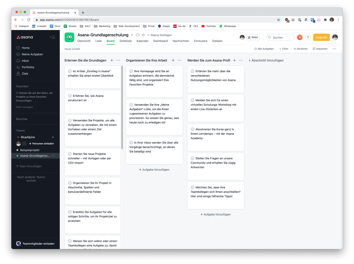 Asana Projektmanagement Tool Kanban Board