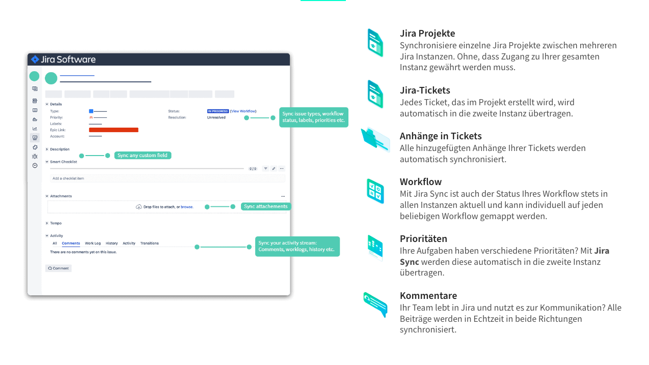Advanced Issue sync für Jira - Features