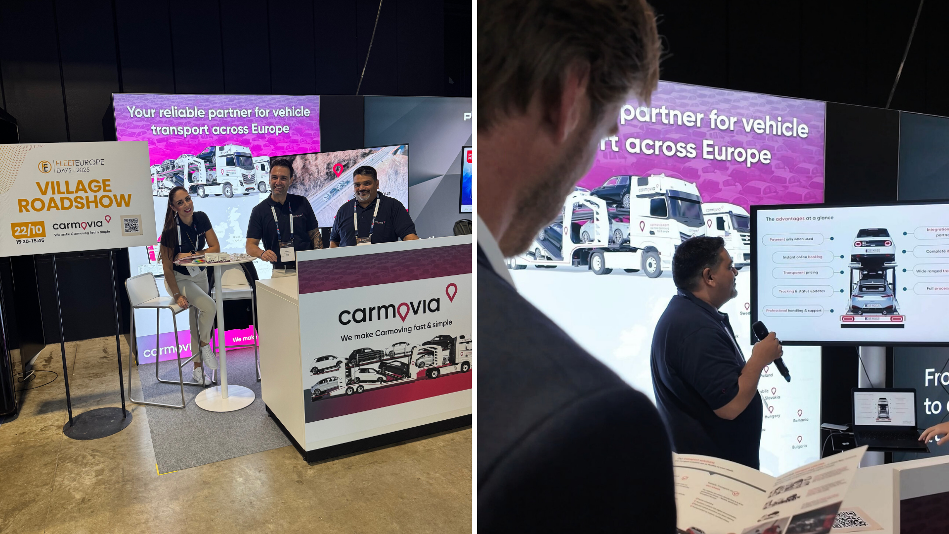 CEO Umut Dasdemir, Operation Manager Colin Kaniyampalackal and Marketing Manager Viktoria Herdt at the carmovia booth